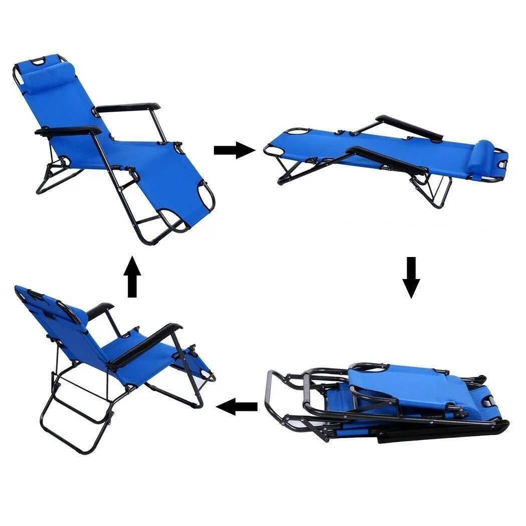 Extendable Folding Chaise Lounge Chair with Headrest Pillow F51149