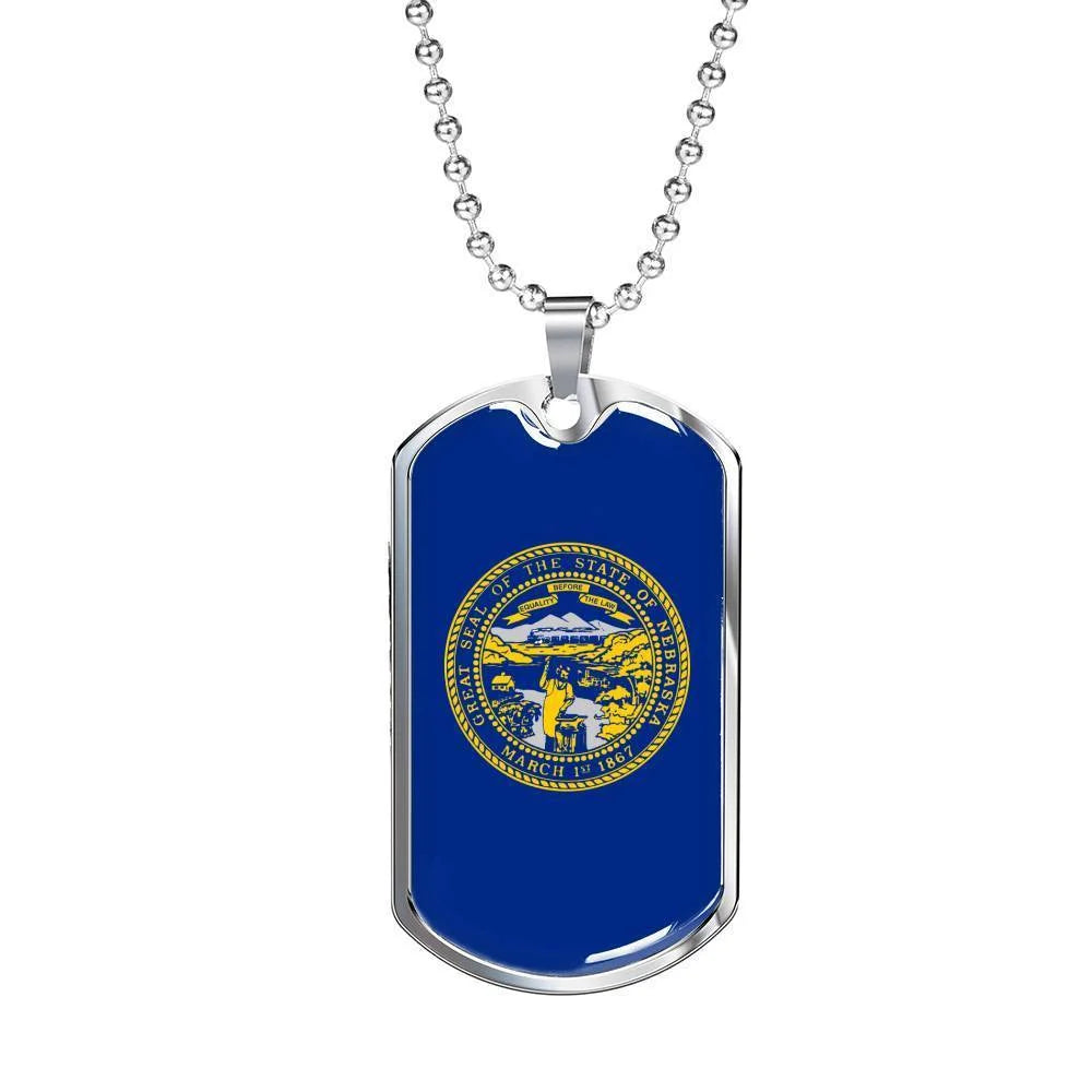Stainless Steel or 18k Gold Dog Tag Necklace E31468