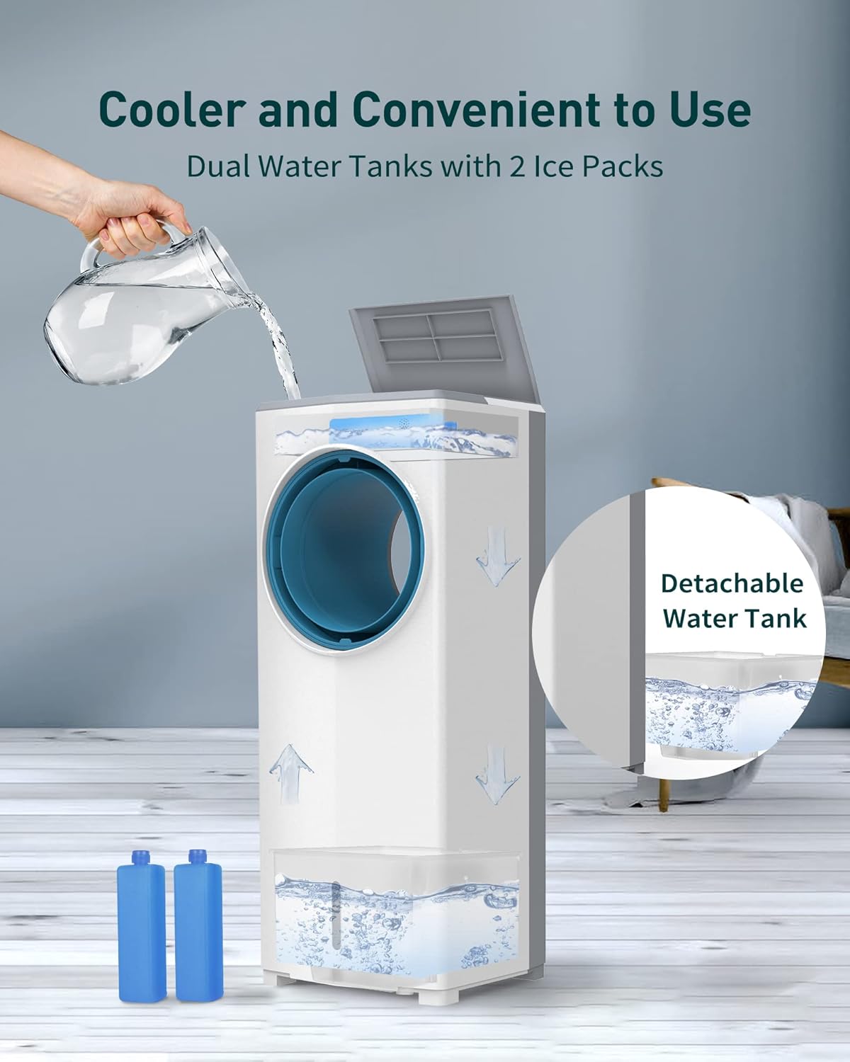 3-in-1 Portable Evaporative Air Cooler Fan with Remote Control U479