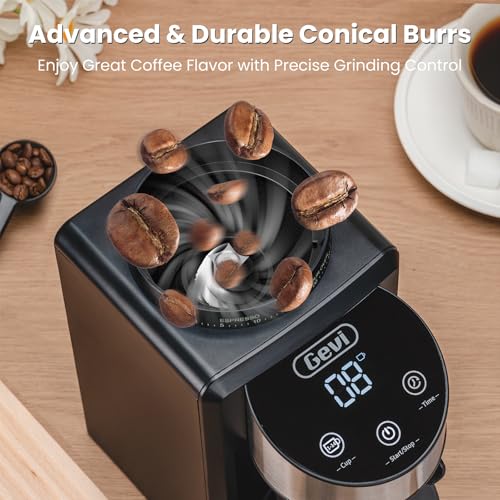Conical Burr Coffee Grinder, Adjustable Burr Mill with 35 Precise Grind Settings, Anti-Static O41028