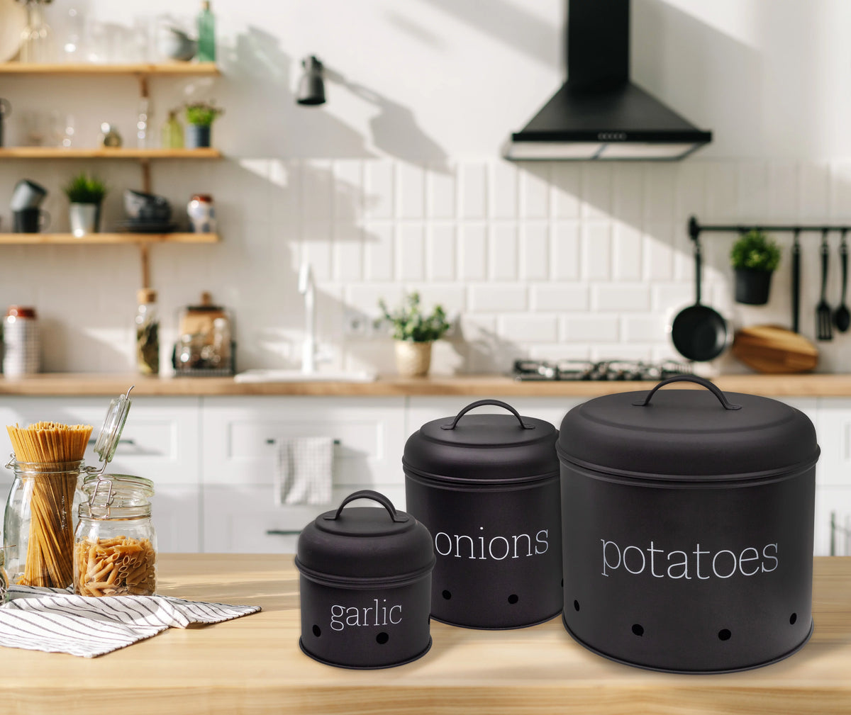 Black Vegetable Storage Canister Set N15801