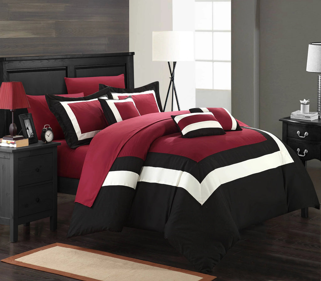 10-Piece Color Block Comforter Set King V913051
