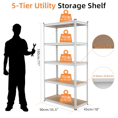 5-Tier Adjustable Heavy Duty Storage Shelves S87765