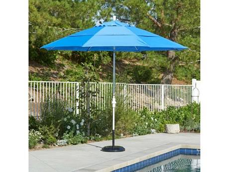 11 ft. Matted White Aluminum Market Patio Umbrella with Collar Tilt Crank Lift D21398