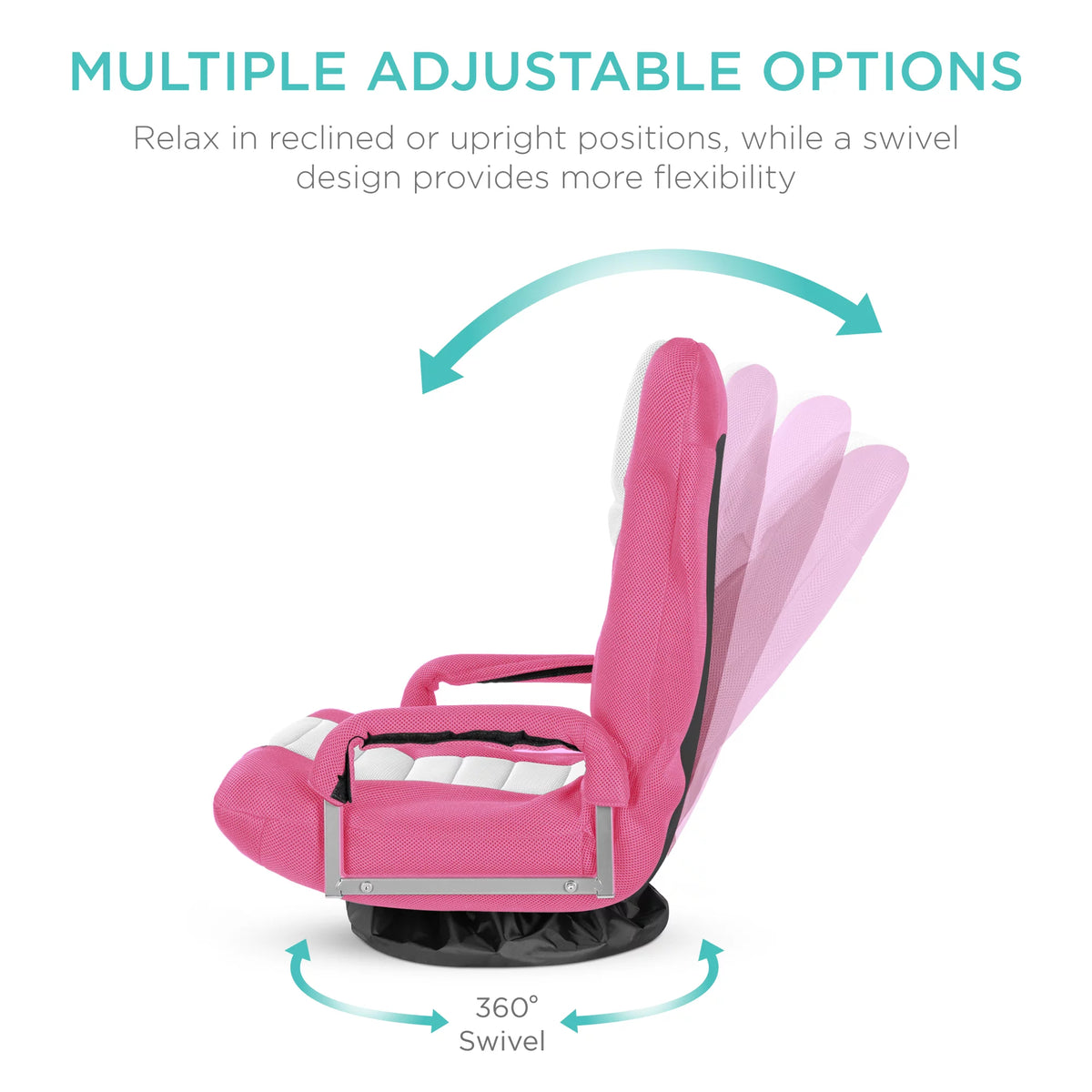 Pink White Foldable Swivel Floor Chair K2062