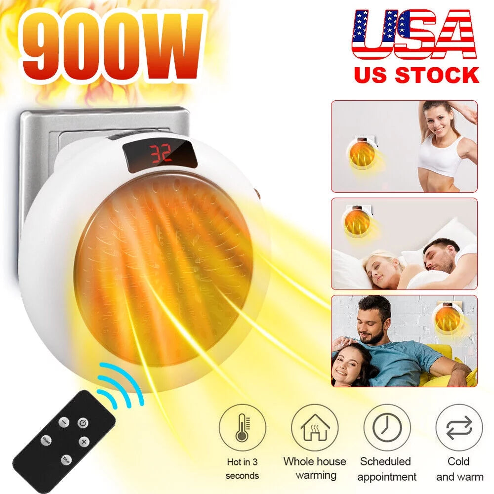 900W White Digital Thermostat Electric Heater Y442931