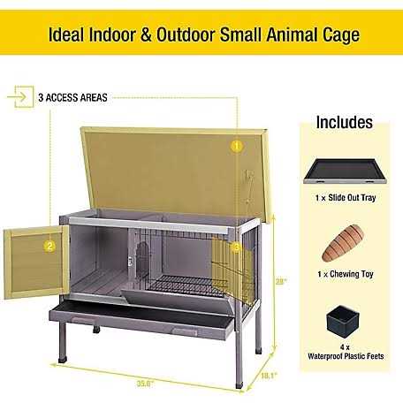 Outdoor Rabbit Hutch with Metal Wire Pan U25515