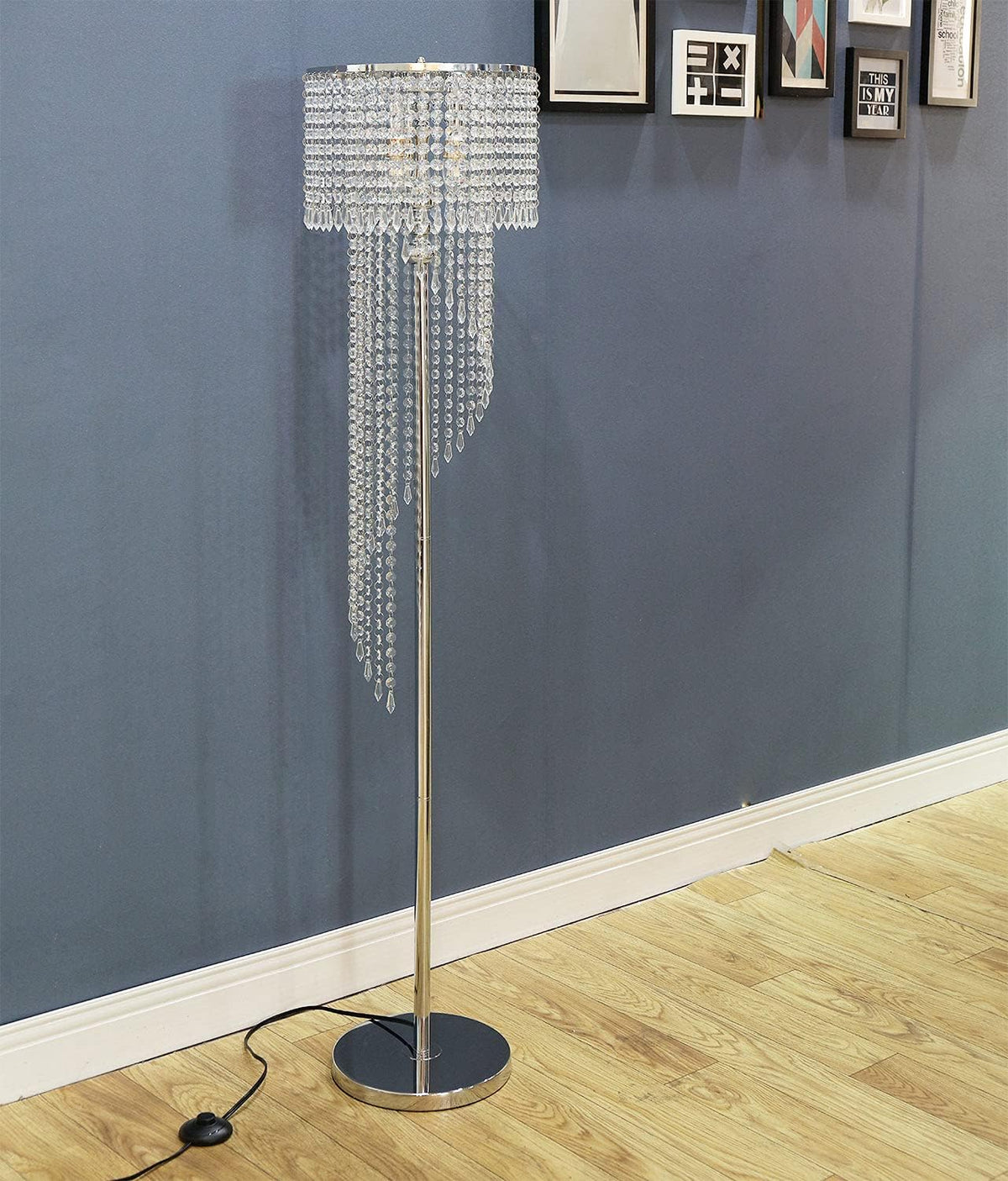 Chrome Finish Crystals Floor Lamp, 3 Lights G730