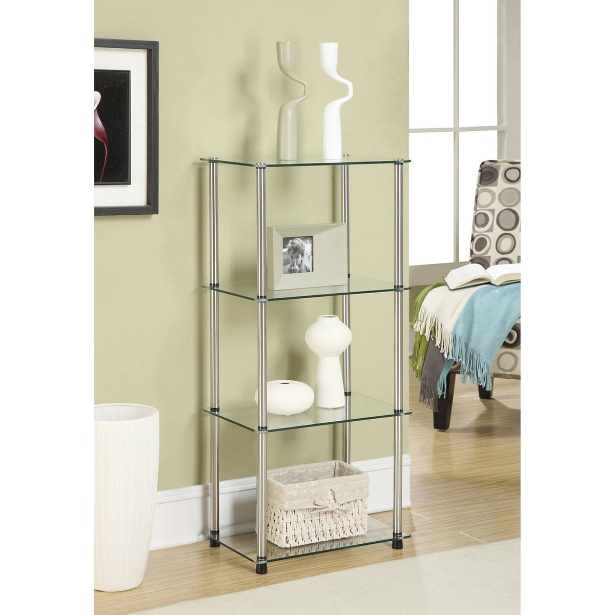 Glass 4-Tier Tower Shelf W98589