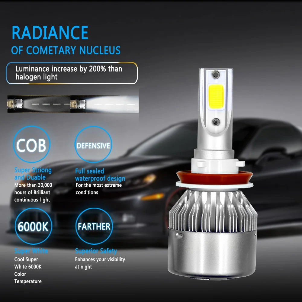 4pcs H11 LED Headlight Bulbs High Low Beam 6000K White U734043
