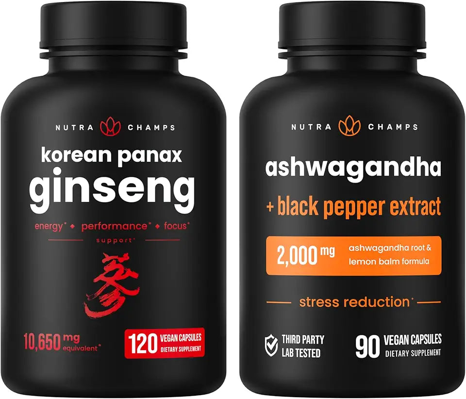 Korean Ginseng Capsules and Ashwagandha Capsules 2 Pack I946