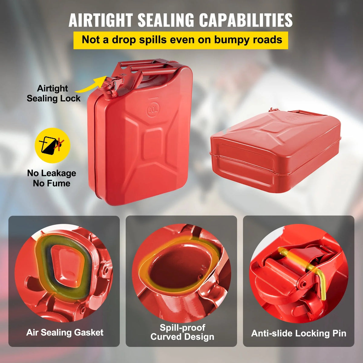 5.3 Gallon Portable Steel Fuel Can with Flexible Spout S537