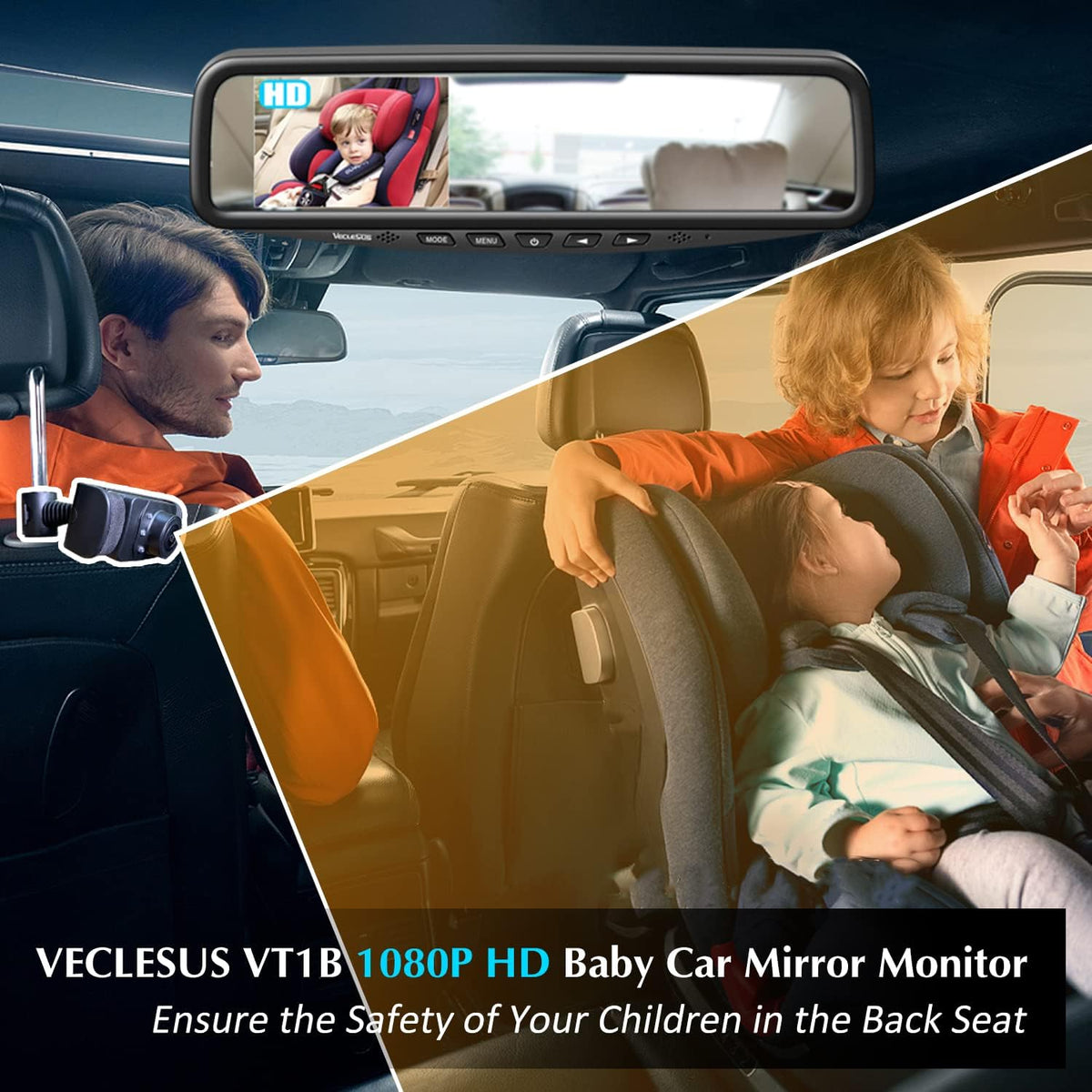 1080P HD Baby Car Monitor with Camera and Night Vision J4149