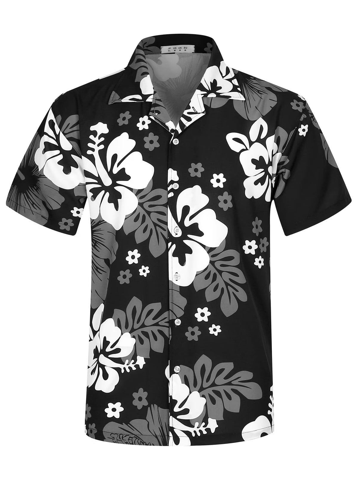 Men’s Short Sleeve Casual Button Down Shirts With Pocket Floral Black 2XL V10569
