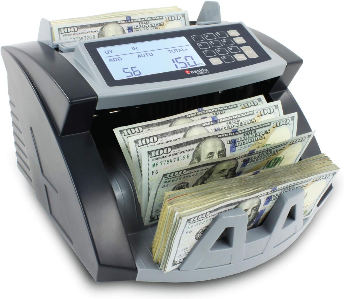 Money Counter with UV/MG/IR Counterfeit Detection, Add and Batch Modes, Large LCD Display B730069