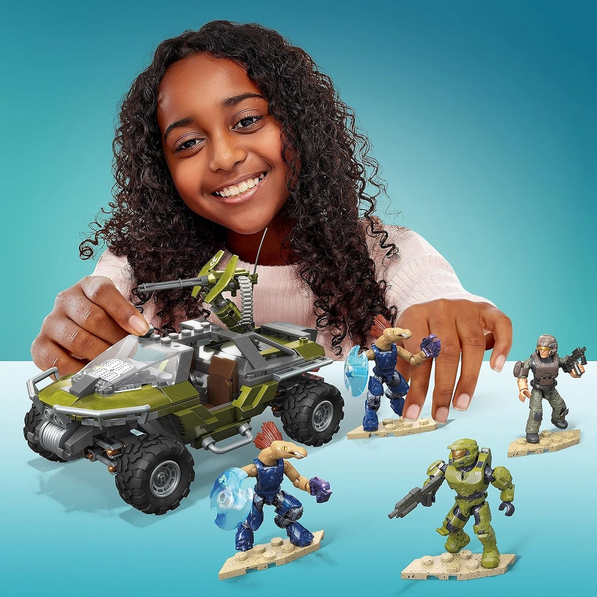 Mega Construx Halo Warthog Rally Vehicle Construction Set with Master Chief Figure P633