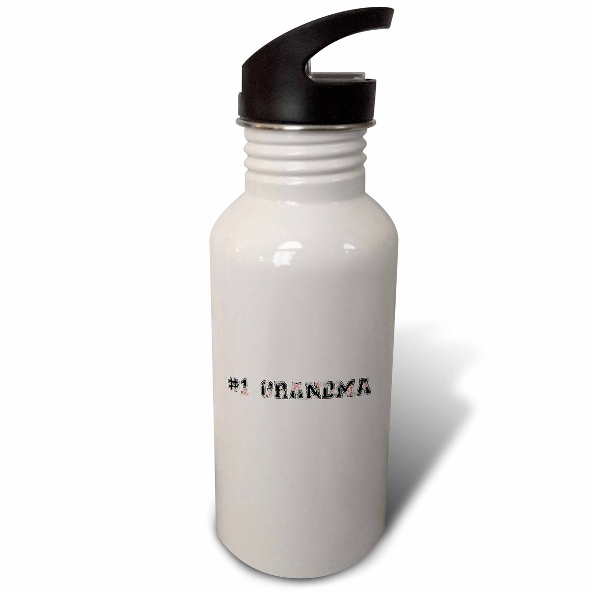 Black Floral Print 21 oz Sports Water Bottle X36921