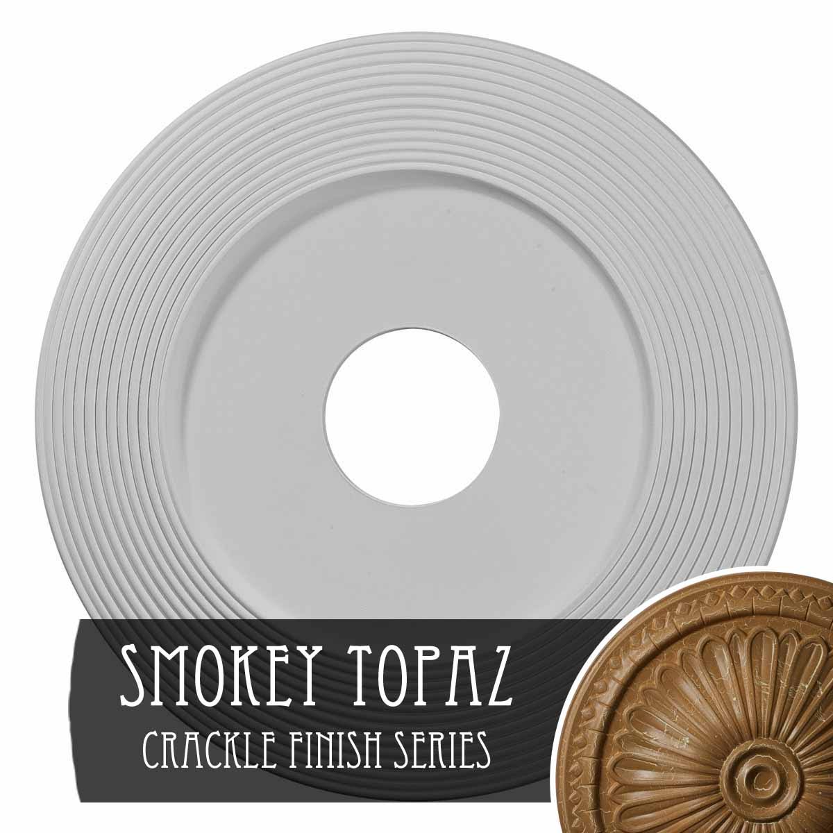 16 1/8x22OD x 3 5/8x22ID x 1x22P Hand-Painted Smokey Topaz Crackle Ceiling Medallion L98699