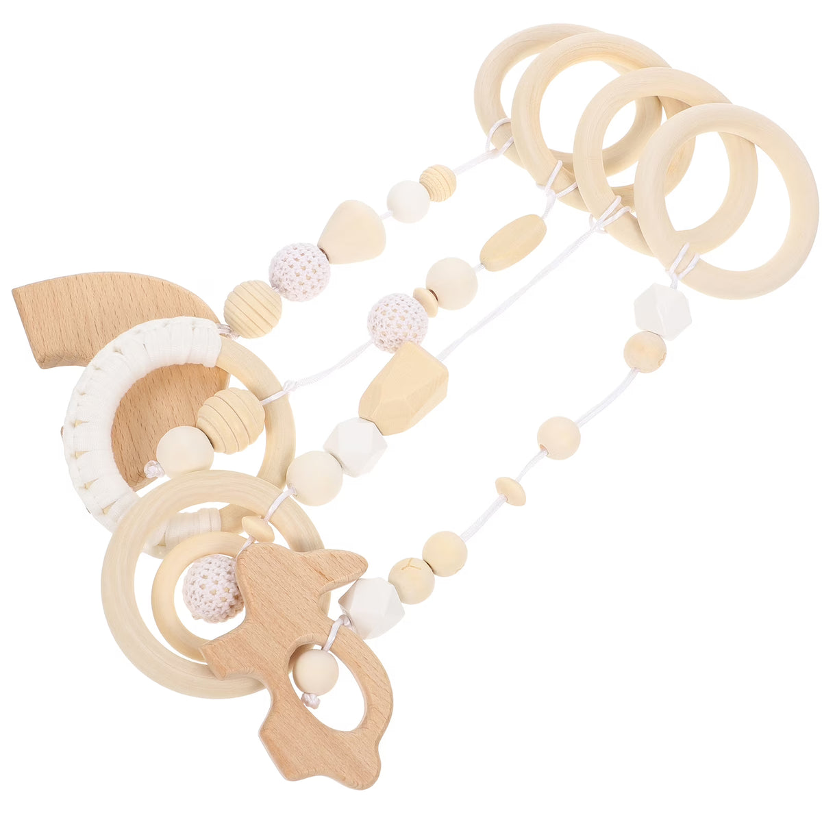 Wood Baby Gym Fitness Rack with Wooden Rattle Spinners D321