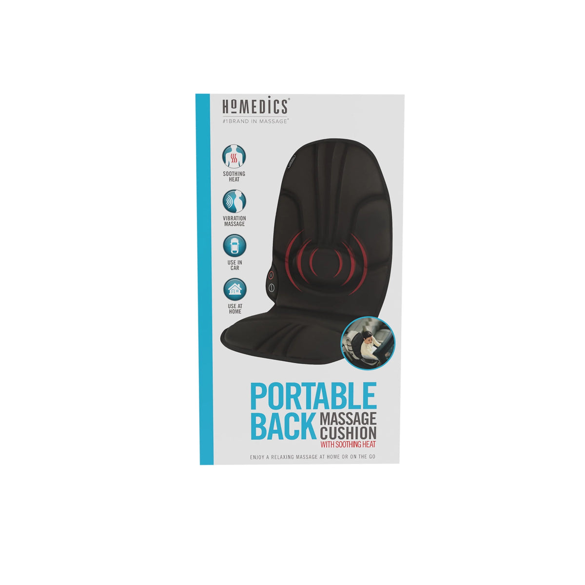 Black Portable Seat Cushion Massager with Heat O52899