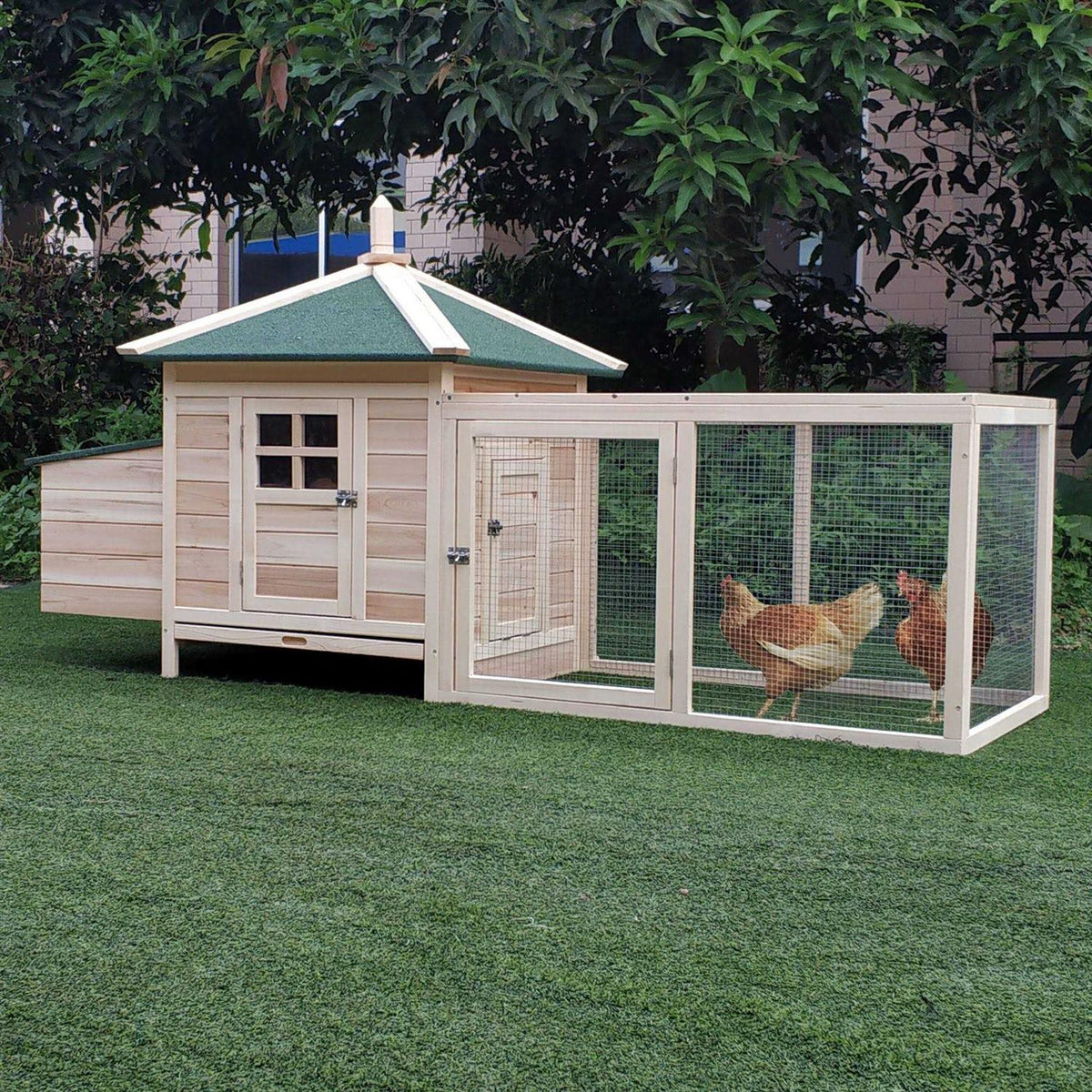 Wooden Chicken Coop with Nesting Box and Removable Tray V145574