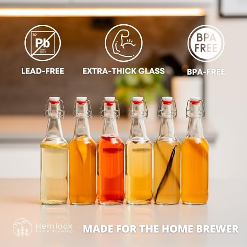 Swing Top Glass Bottles 16 oz 6 Set with Funnel Q9859