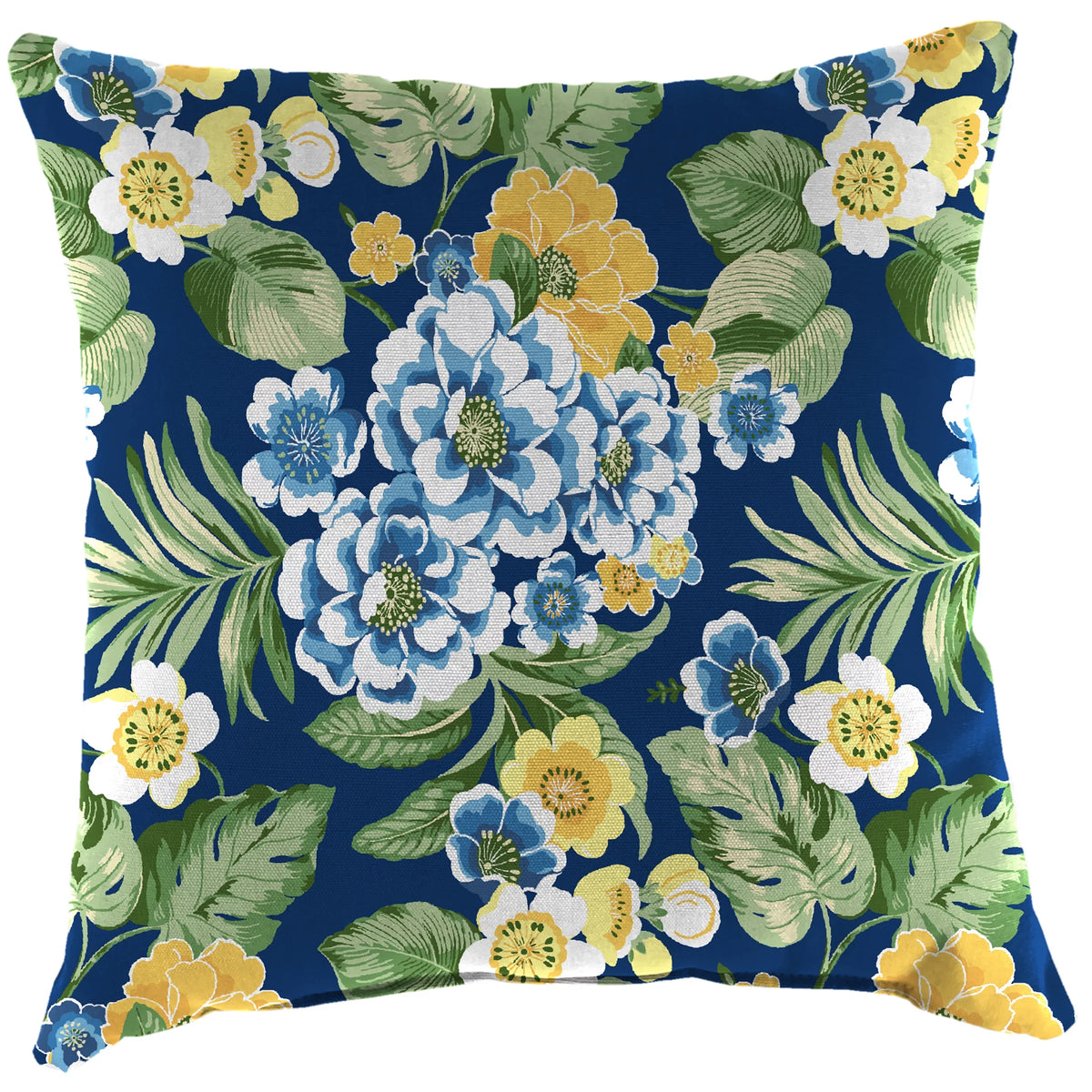 Lapis Blue Floral Square Outdoor Throw Pillow 2 Pack F84507