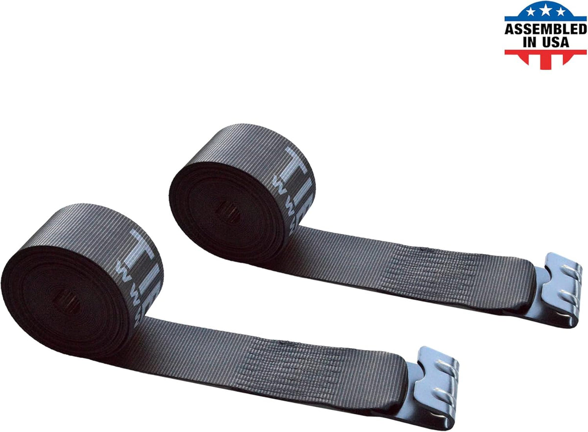 Green Tie Down Straps, Pack of 4, 4 x 60' Heavy Duty Winch Strap with Flat Hooks N25446