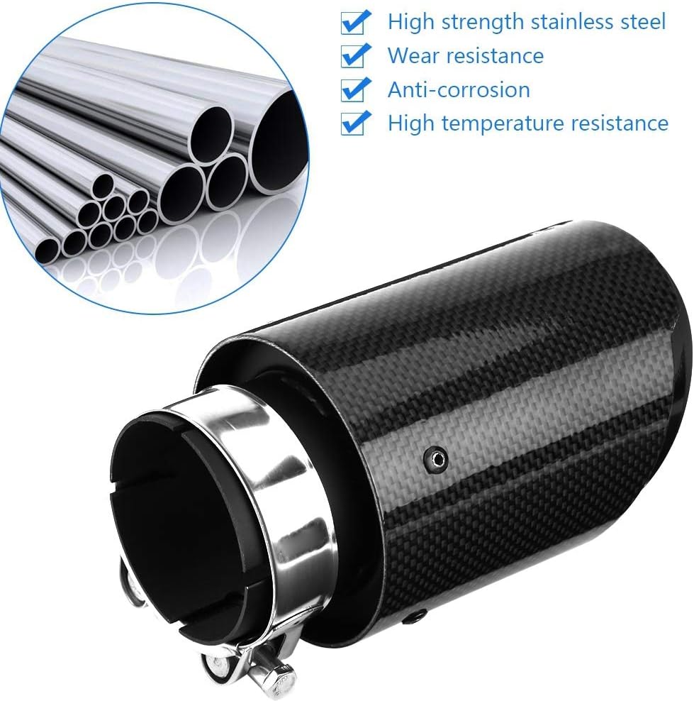 Carbon Fiber Style Muffler Exhaust End Tip Pipes, 2.36-2.5 Inch Inlet, 3.5 Inch Outlet, Pack of 2 U6108
