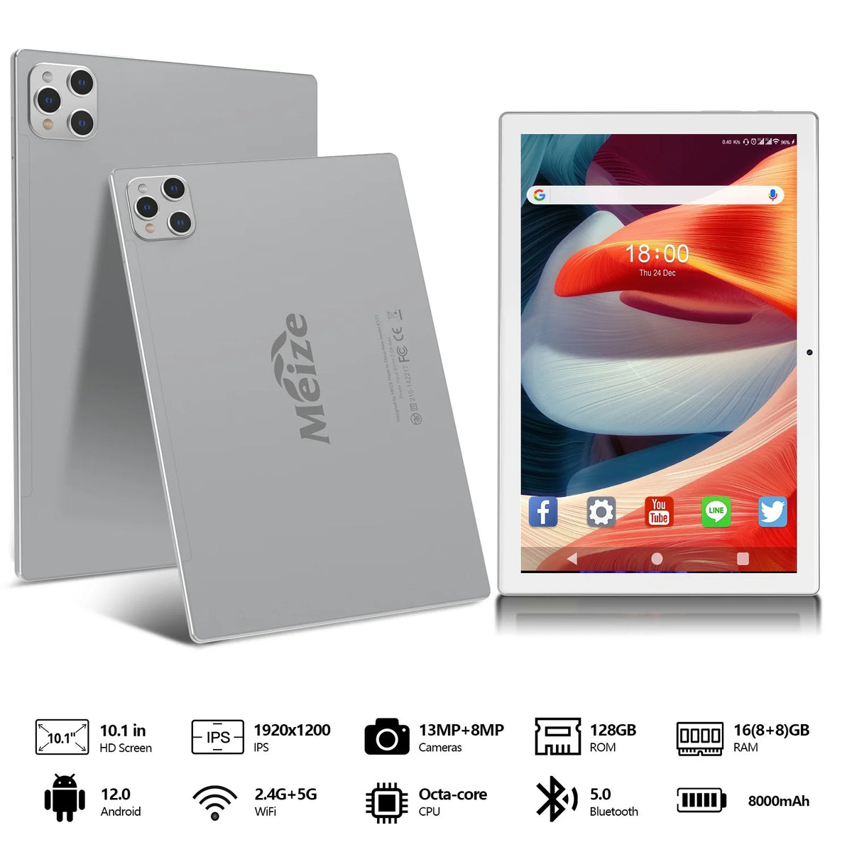 White 10.1 inch Tablet with Octa-Core Processor, 16GB RAM 128GB ROM N403600