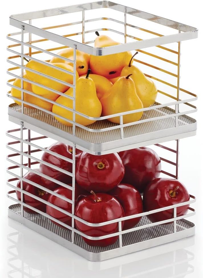 Metal Wire Stackable Storage Organizer Bin Basket 2 Pack G18366