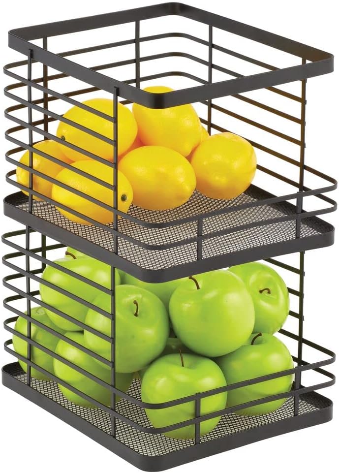 Metal Wire Stackable Storage Organizer Bin Basket 2 Pack G18366