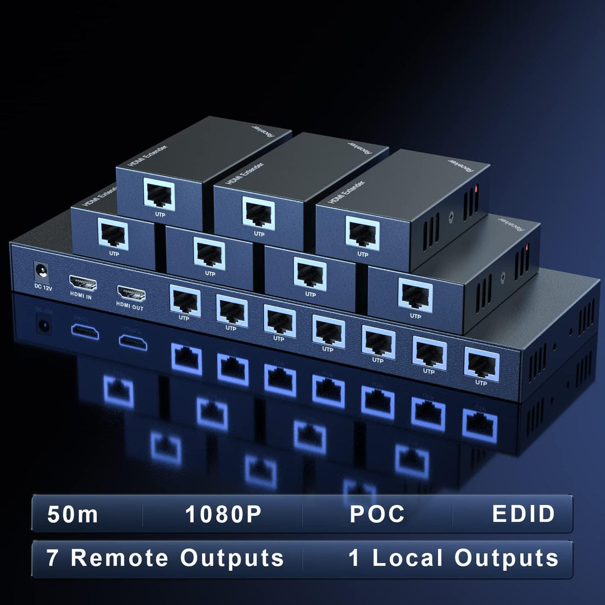 HDMI Extender Splitter 1x7 1080P 50m X630