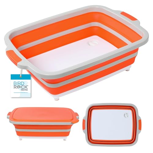 Large BBQ Collapsible Cutting Board and Grill Caddy Tub with Colander & Lid U7680