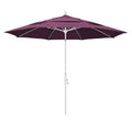 11 ft. Matted White Aluminum Market Patio Umbrella with Collar Tilt Crank Lift D21398