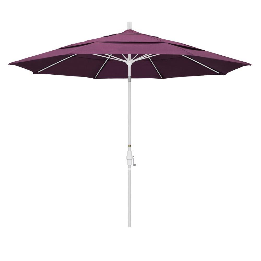 11 ft. Matted White Aluminum Market Patio Umbrella with Collar Tilt Crank Lift D21398