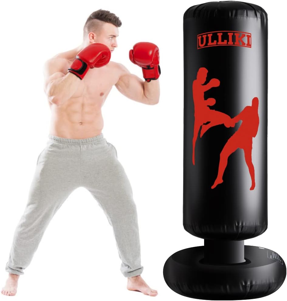 63 Inches Inflatable Boxing Bag with Stand Y725148