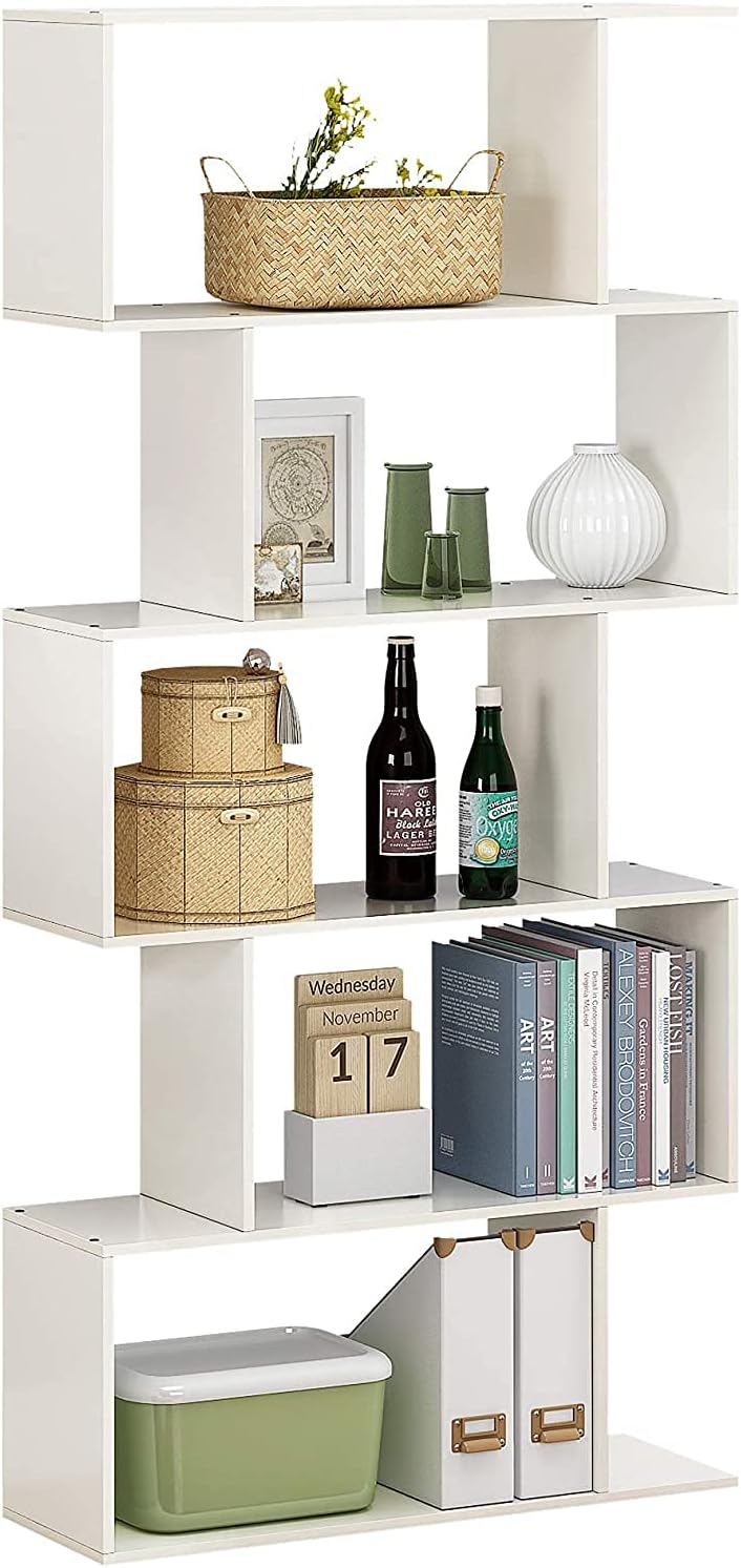5-Tier White Wooden Bookshelf H331908
