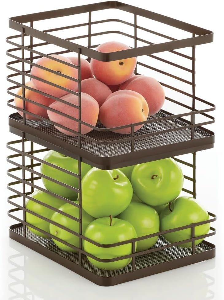 Metal Wire Stackable Storage Organizer Bin Basket 2 Pack G18366