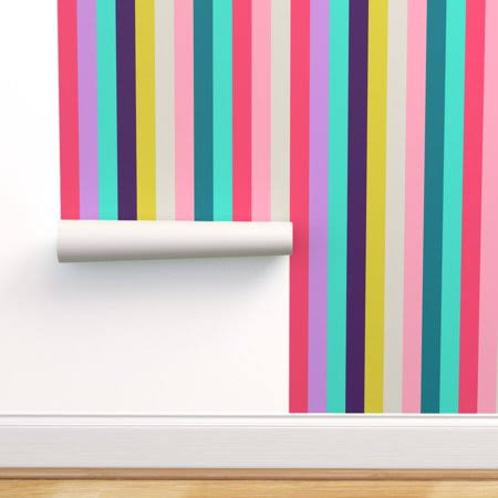 Peel-and-stick Removable Wallpaper Colorful Stripes Roll 24in x 108in F320