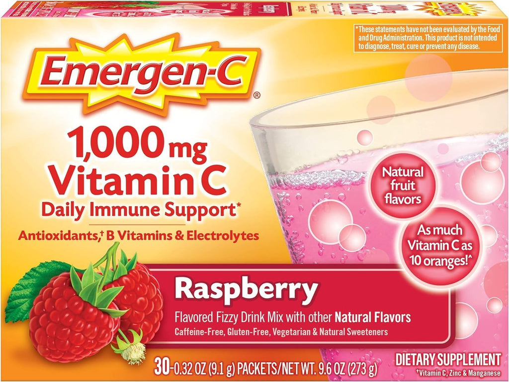 1000mg Vitamin C Powder, Raspberry Flavor, 0.32 Ounce (Pack of 30) R172448