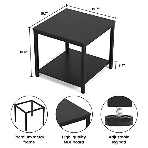 Rustic Brown 2-Tier Metal Wood Side Table O6761