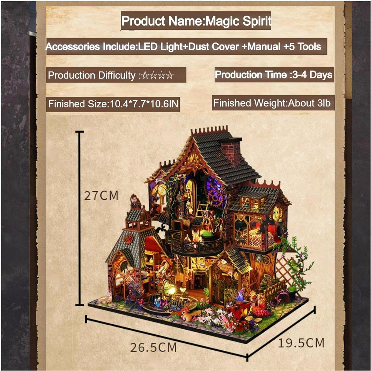 Miniature House Kit with Dust Proof Cover & Small Tools D467