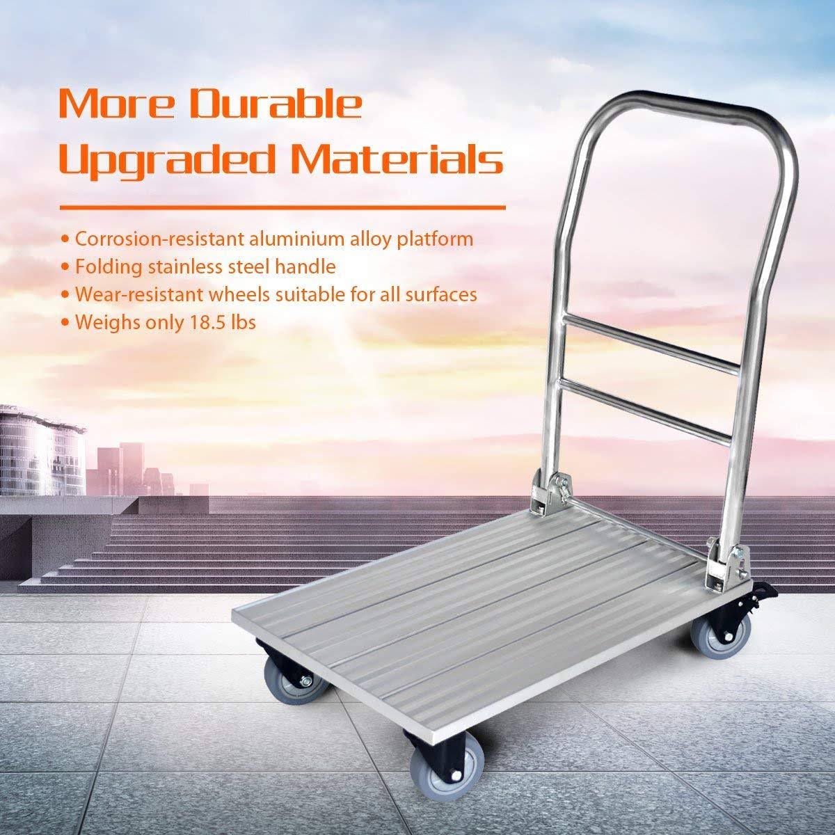 Folding Aluminum Platform Truck Cart with Swivel Wheels V94977