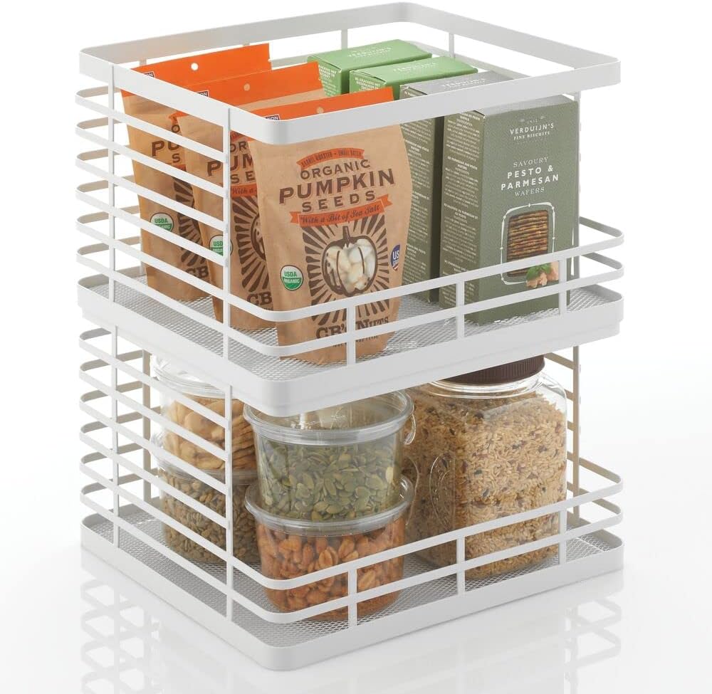 Metal Wire Stackable Storage Organizer Bin Basket 2 Pack G18366