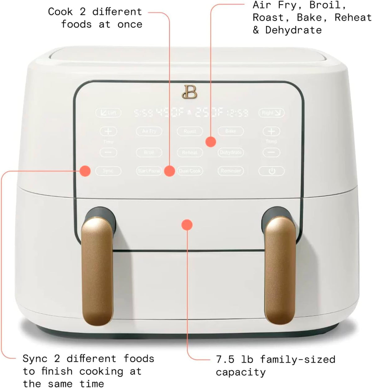9QT TriZone Air Fryer White Icing T989