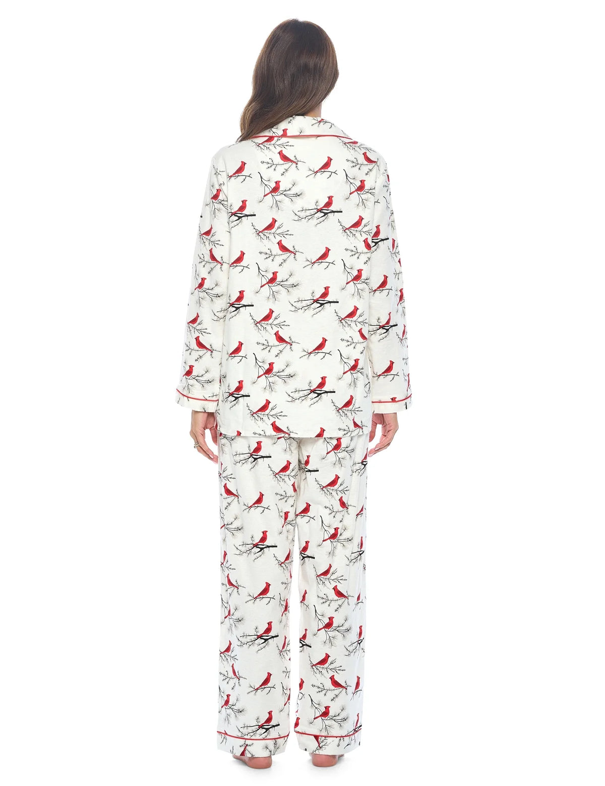 Women's Flannel Long Sleeve Button Down Pajama Set M63263