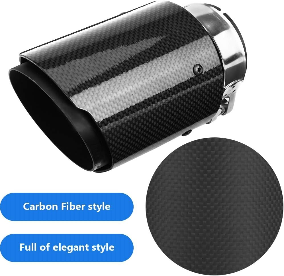 Carbon Fiber Style Muffler Exhaust End Tip Pipes, 2.36-2.5 Inch Inlet, 3.5 Inch Outlet, Pack of 2 U6108