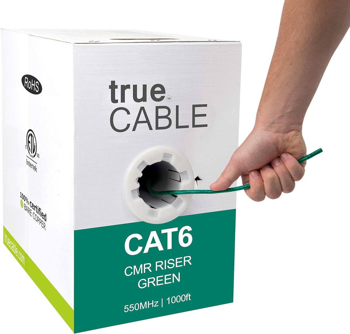 Cat6 Riser 1000ft Yellow 23AWG 4 Pair Solid Bare Copper Bulk Ethernet Cable N5219