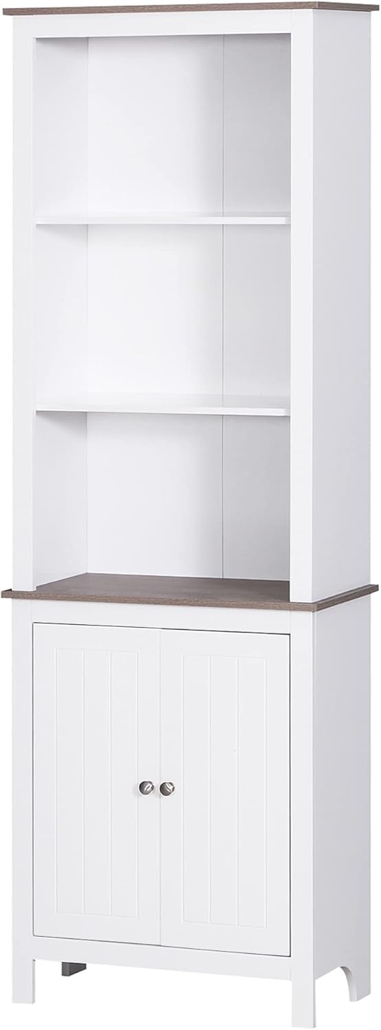 White 3-Tier Storage Cabinet with Double Door S178129